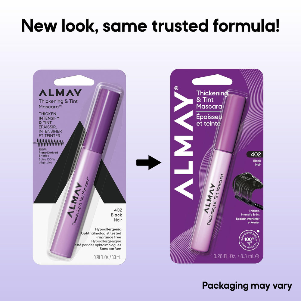 Almay before and after lashes comparison showing volume improvement