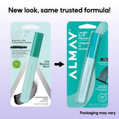 Side-by-side before and after lashes using Almay mascara for visible lift