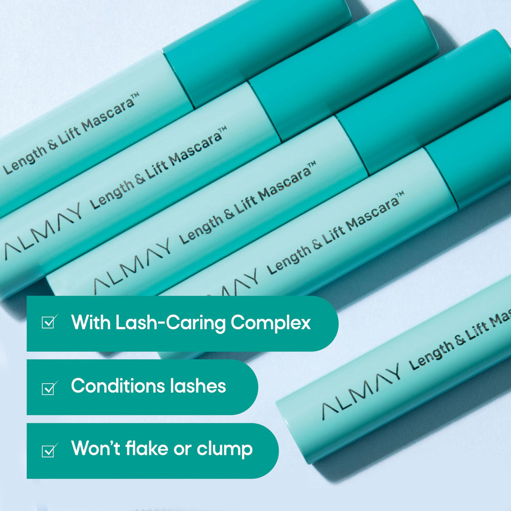 Almay mascara bristles detail highlighting plant‑based brush for separation