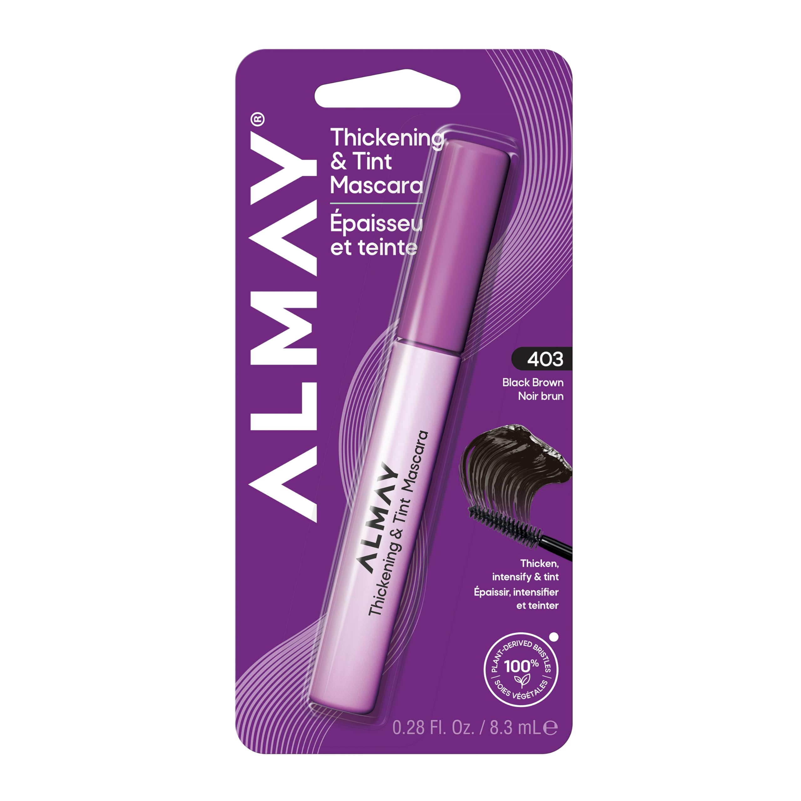 Almay mascara front packaging shows shade and benefits for fuller lashes