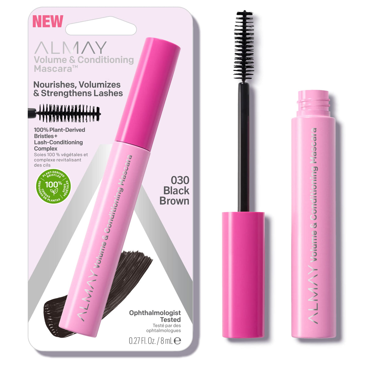 Almay mascara front packaging showing product and shade benefit