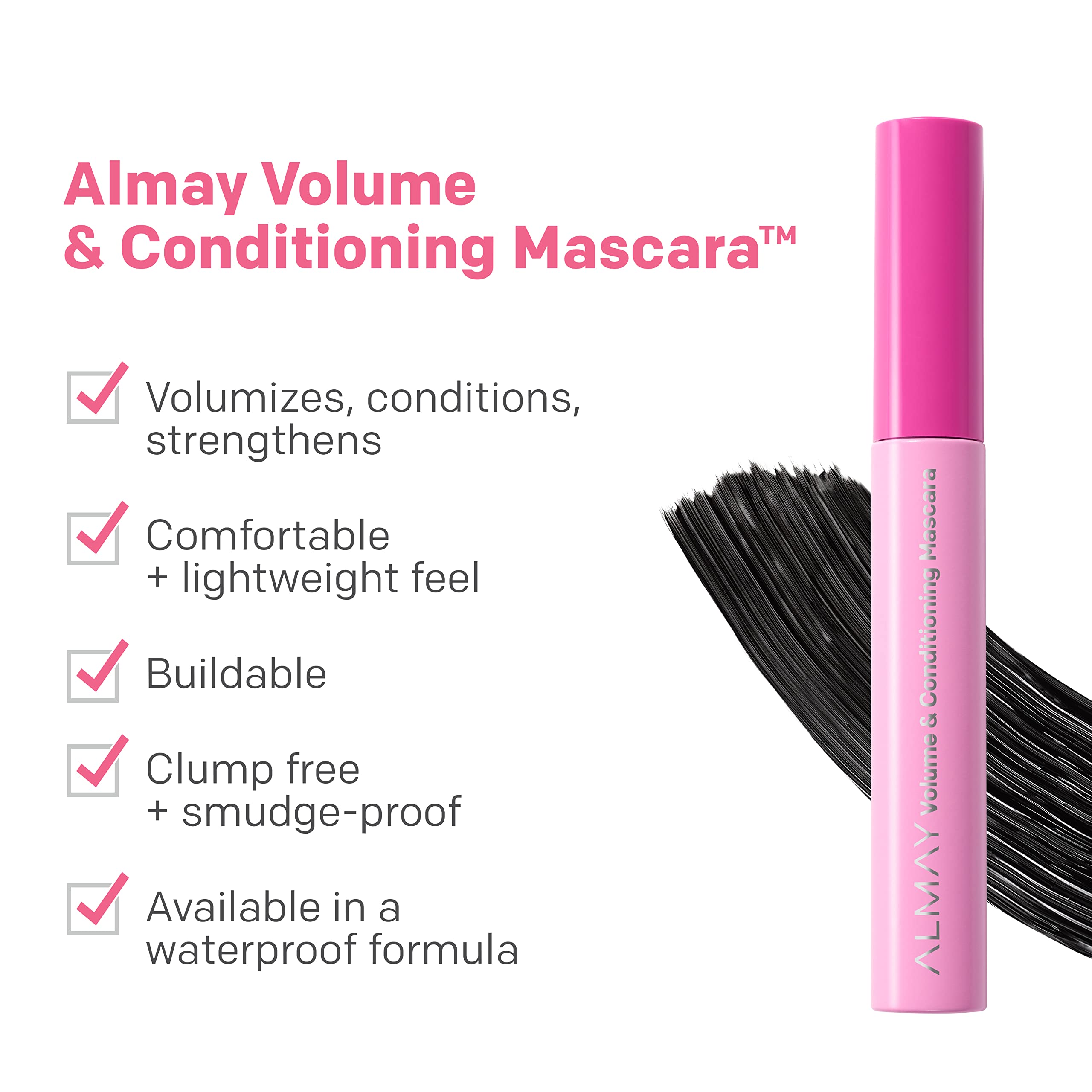 Almay before and after lashes showing fuller, fanned finish