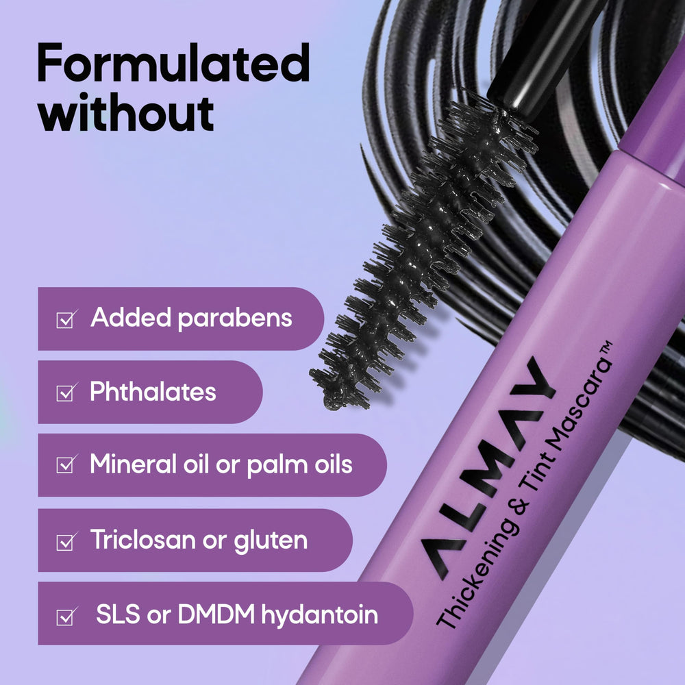 Almay mascara on bathroom vanity in lifestyle setting for daily use