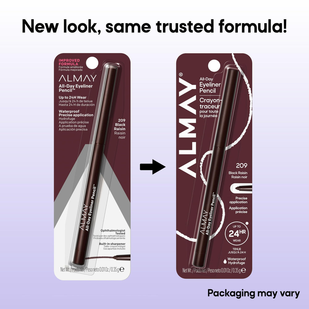 Almay model wearing Black Raisin showing dramatic, smudge-resistant look