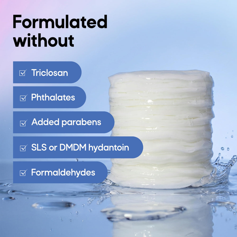 Almay packaging closeup listing omitted harsh ingredients for safety