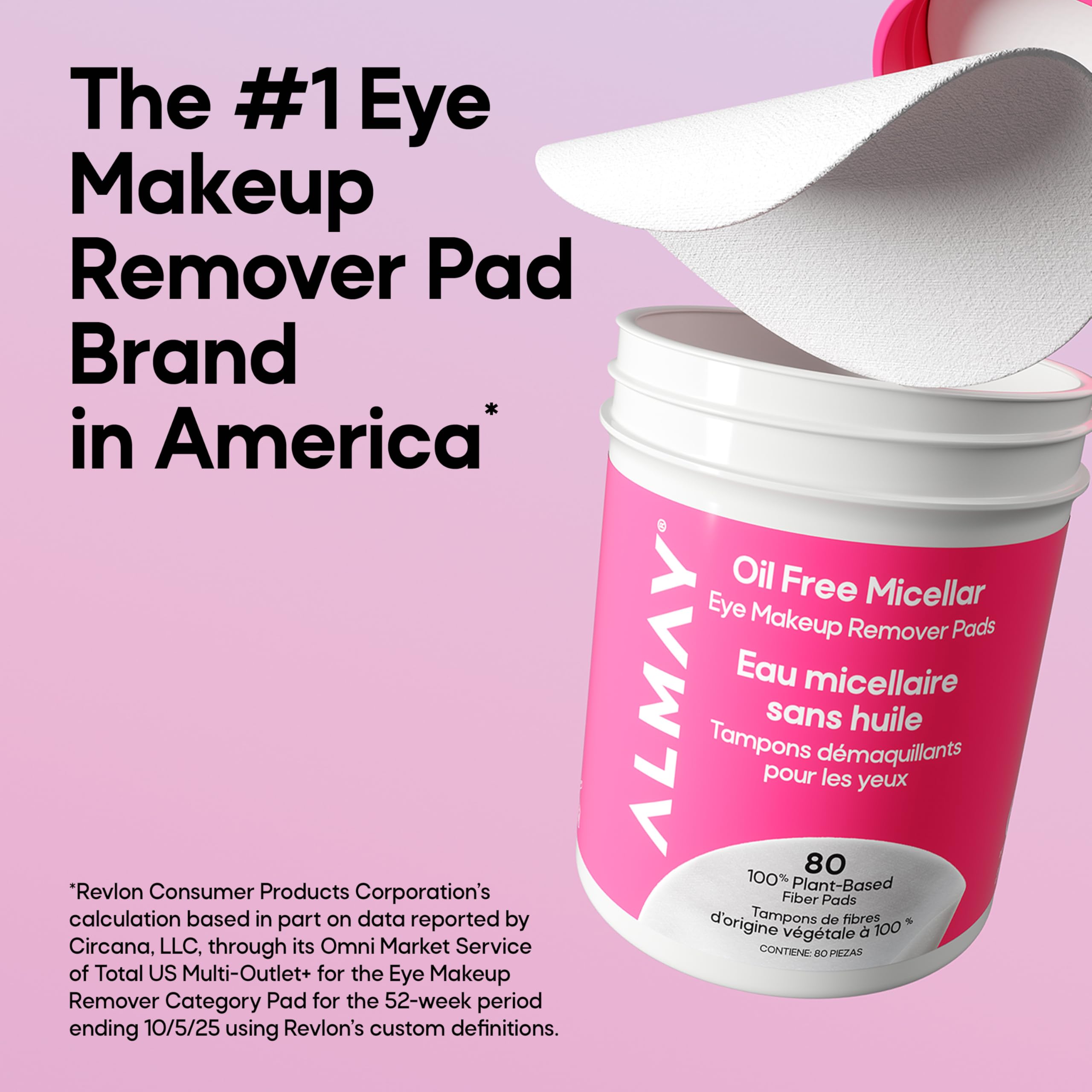 Close-up texture of Almay plant-based pad highlighting gentle softness