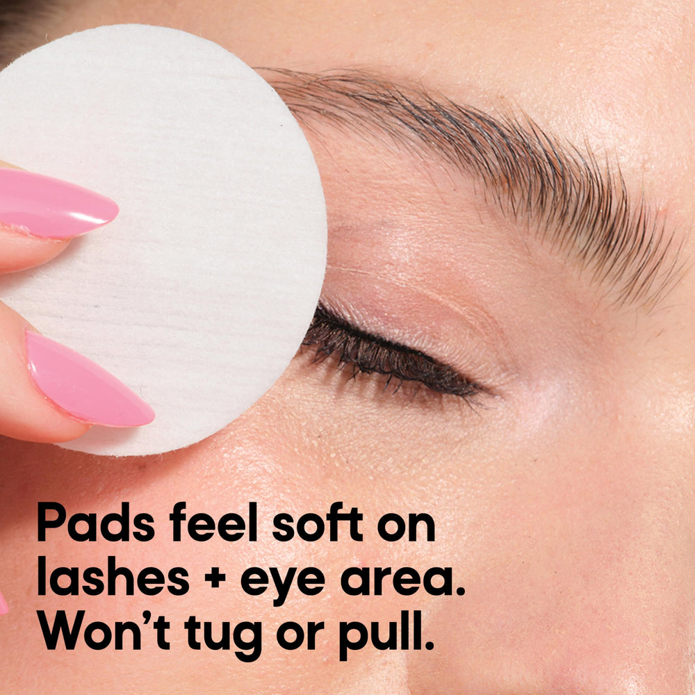 Almay pad removing waterproof mascara demonstrating effective removal