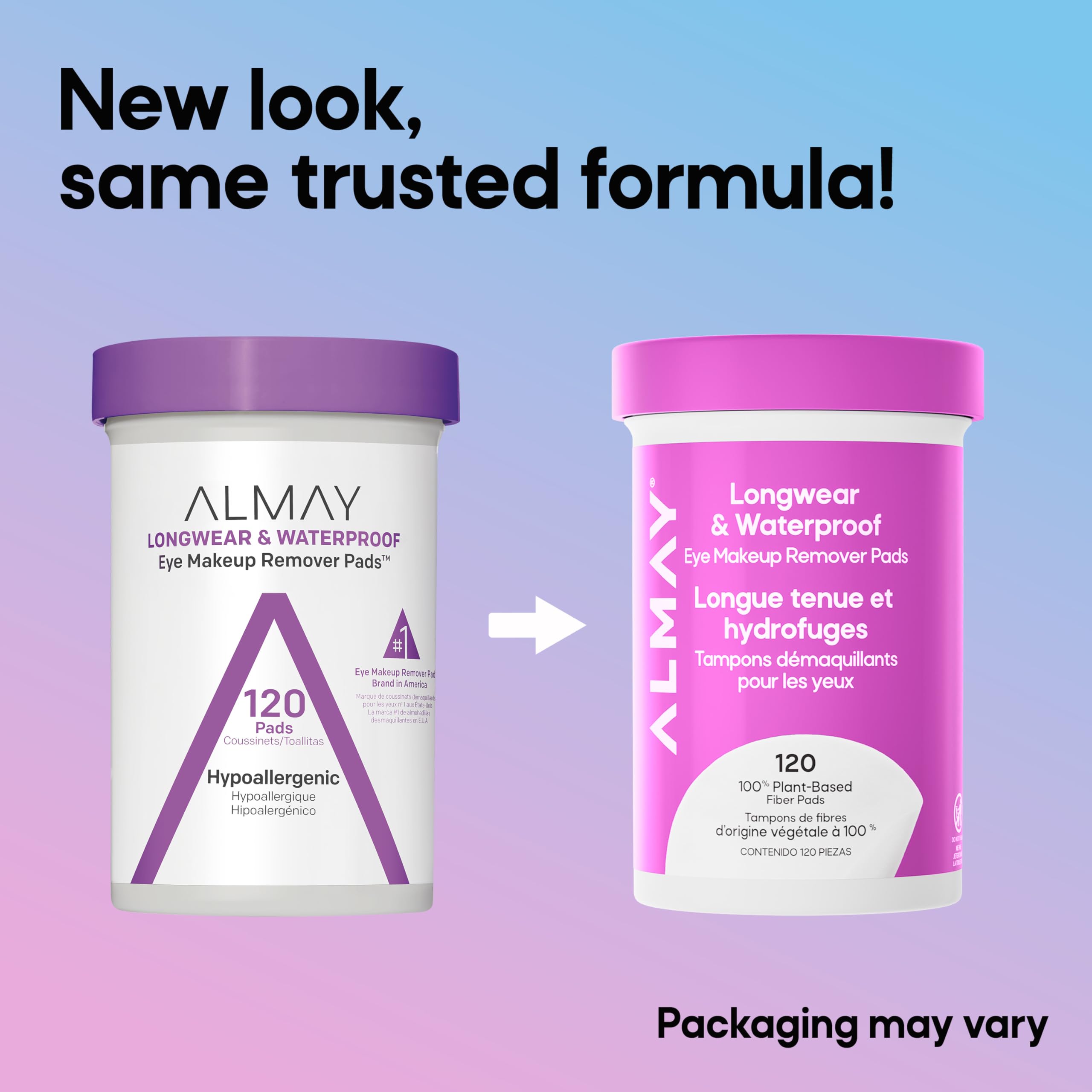 Used Almay pad held near closed eye to show gentle makeup lift