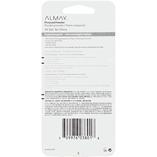 Almay powder pan close-up highlighting fine-milled texture for smooth finish