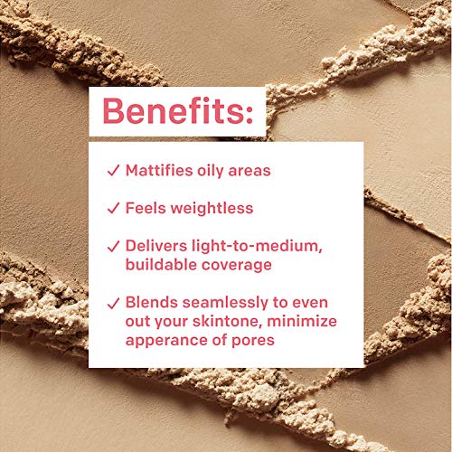 Almay included puff applying powder to skin, smooth application benefit