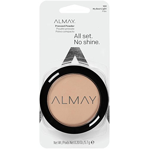 Almay open compact with mirror and puff demonstrating portability and convenience