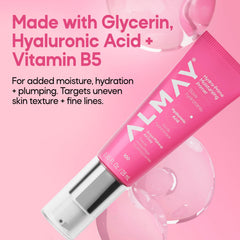 Almay primer back label close-up showing ingredients and clean formulation benefits