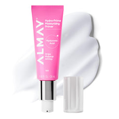 Almay primer front bottle showing sleek label and easy-use design for quick priming