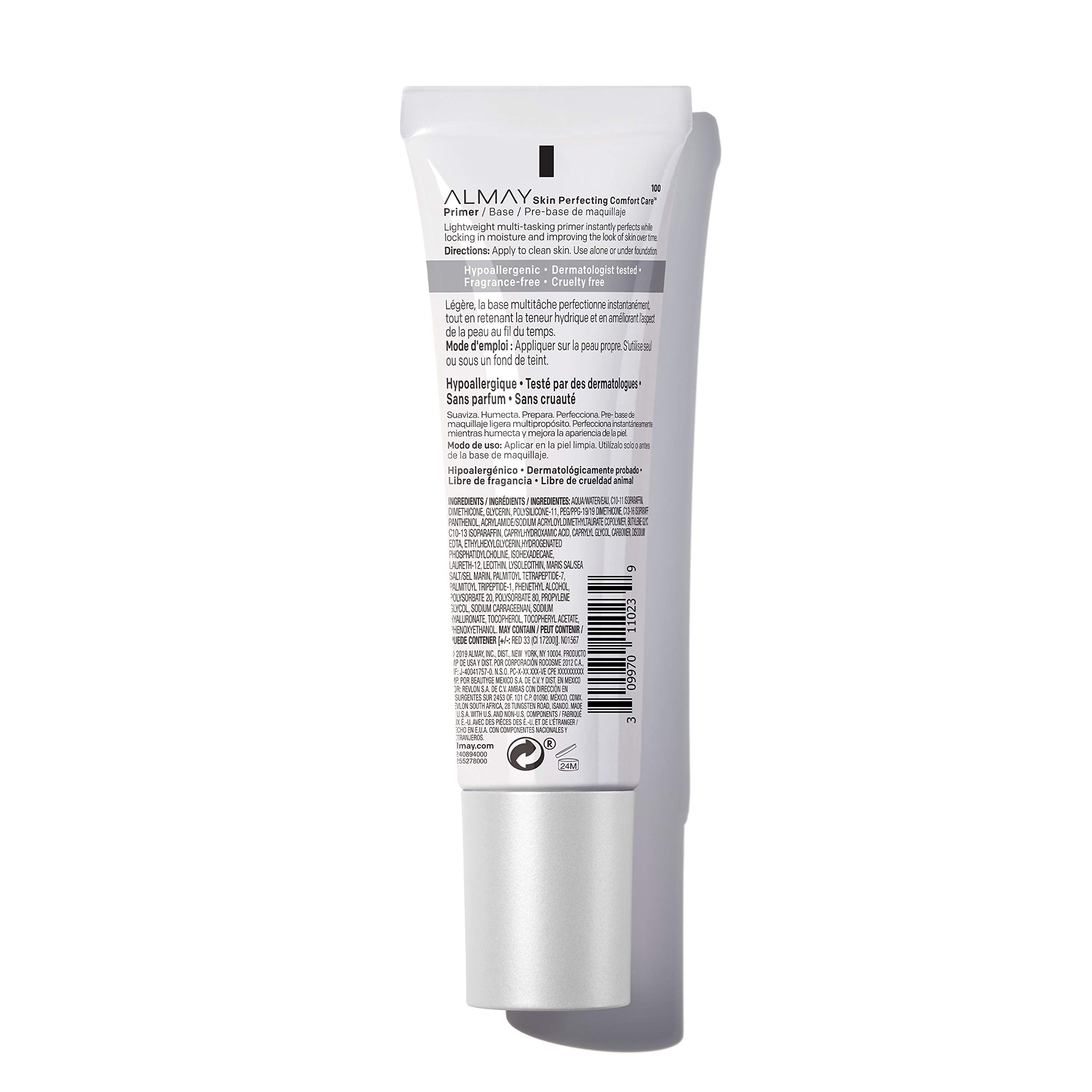 Almay primer beside foundation illustrating improved makeup wear