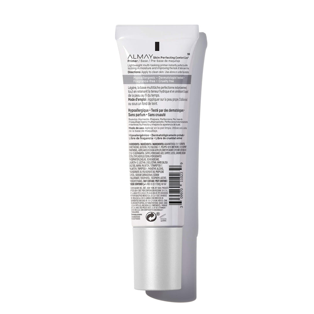 Almay primer beside foundation illustrating improved makeup wear