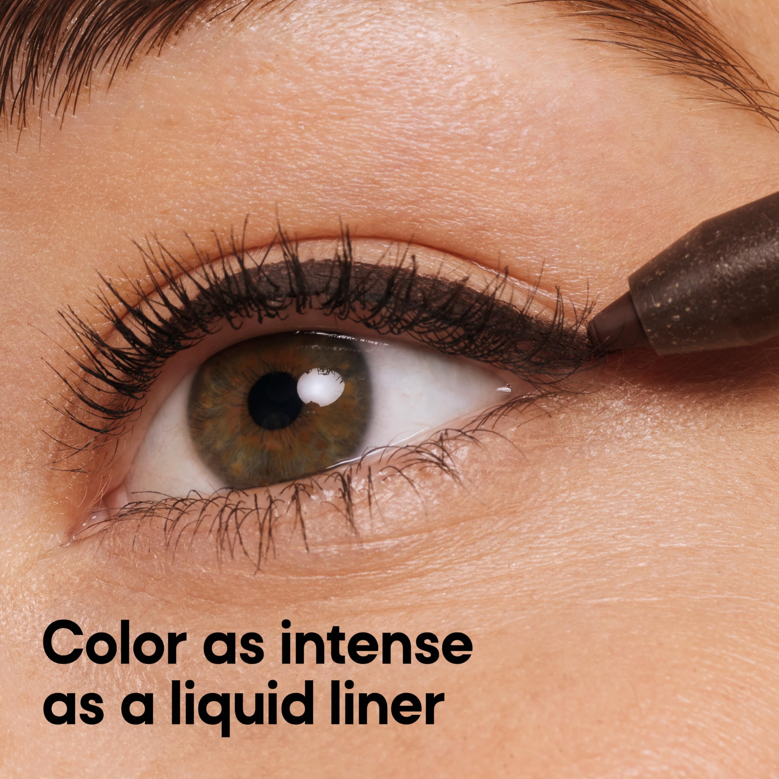Almay Pure Plum eye application closeup showing intense color and clean eyeliner finish