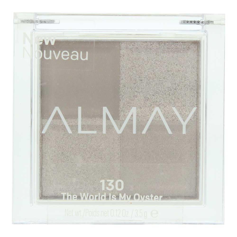 Almay front compact view showing four finishes and compact design benefit