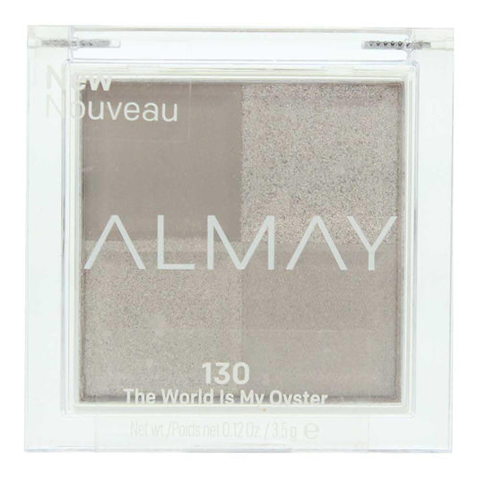 Almay front compact view showing four finishes and compact design benefit
