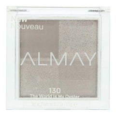 Almay front compact view showing four finishes and compact design benefit
