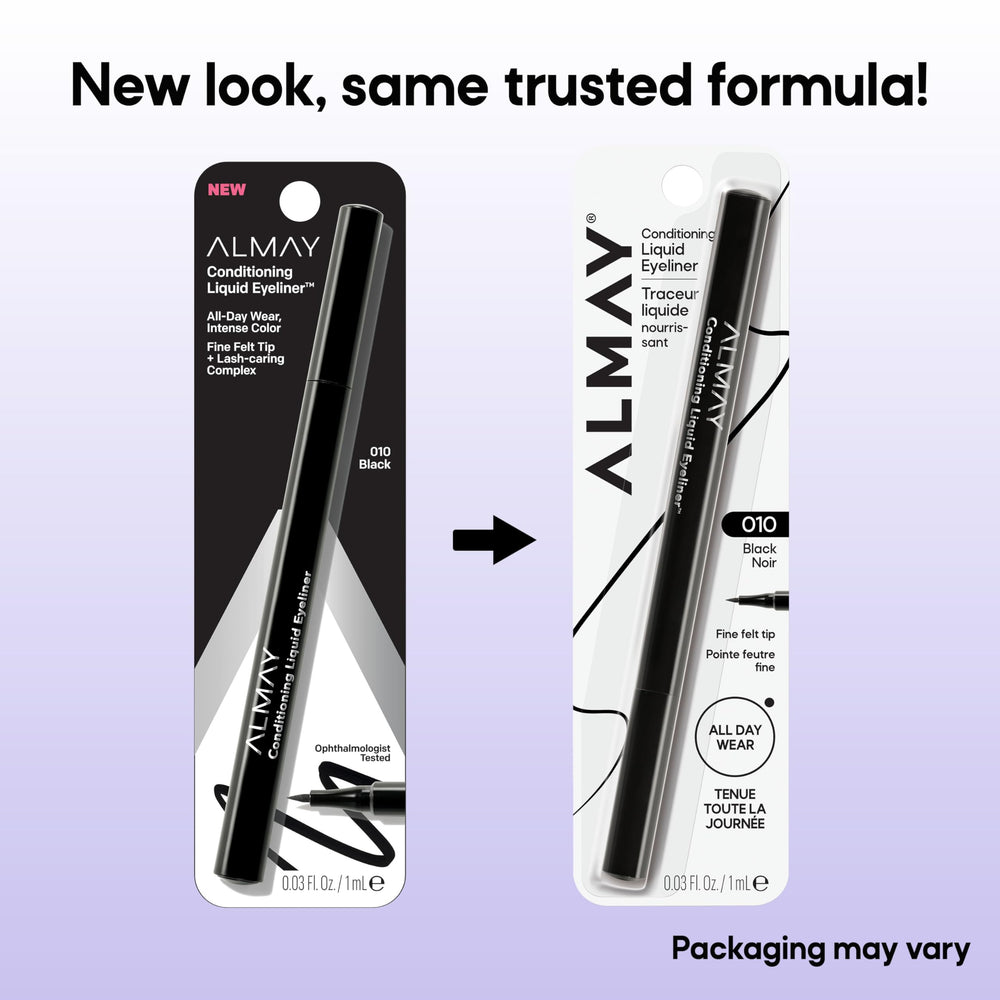 Almay pen in hand to show compact size and travel-friendly convenience