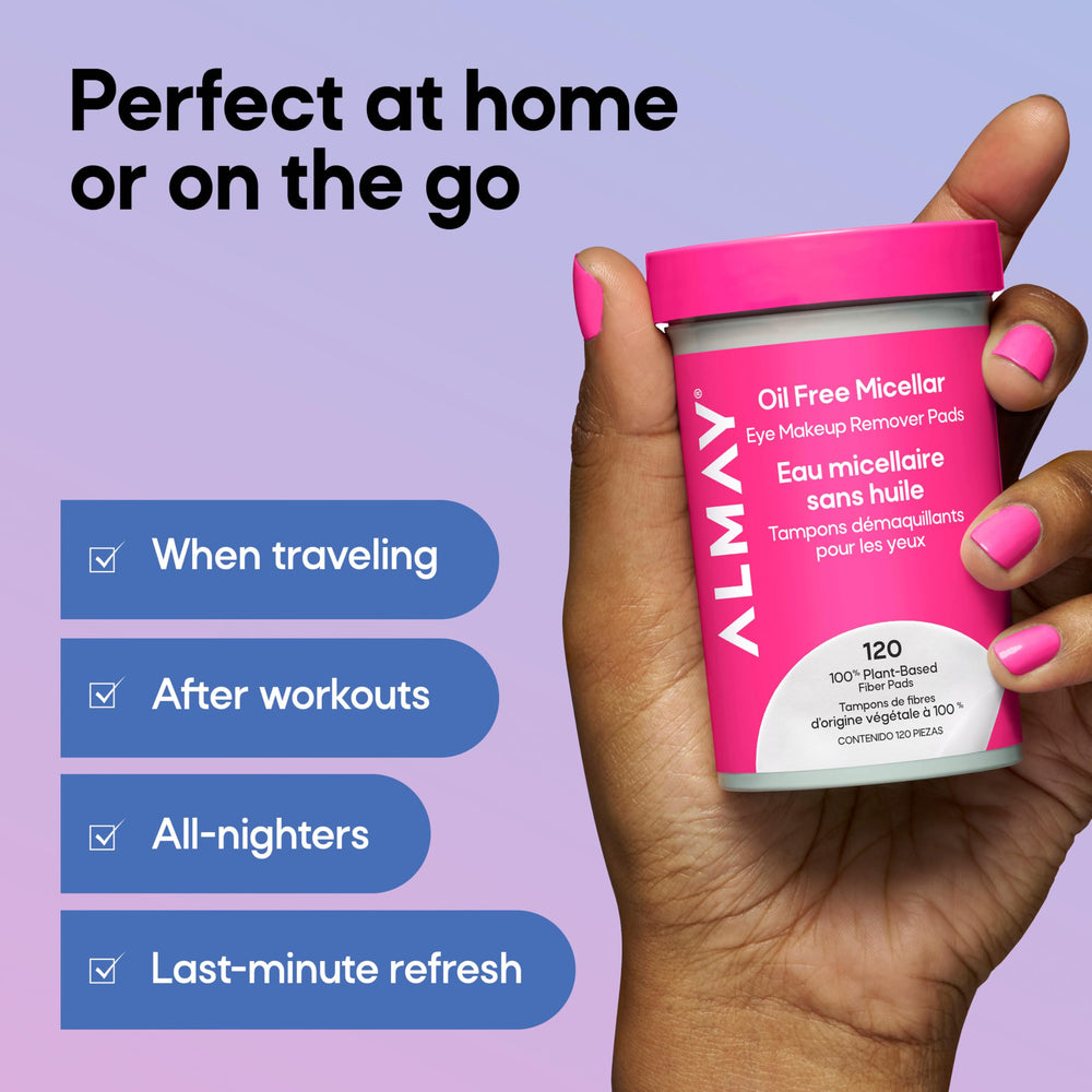 Almay jar inside a travel bag showing portability and on-the-go convenience