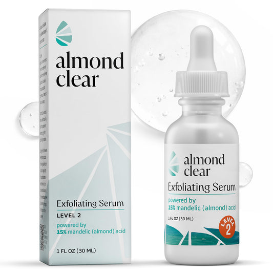 Almond Clear front bottle showing label and strength, aids quick identification