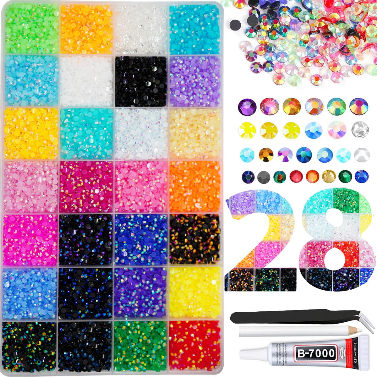 ALOCIAM open box showing 28 color compartments and organization benefit