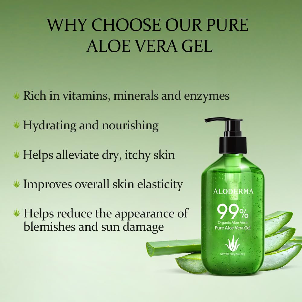 Aloderma clear gel texture close-up demonstrating lightweight, non-greasy hydration