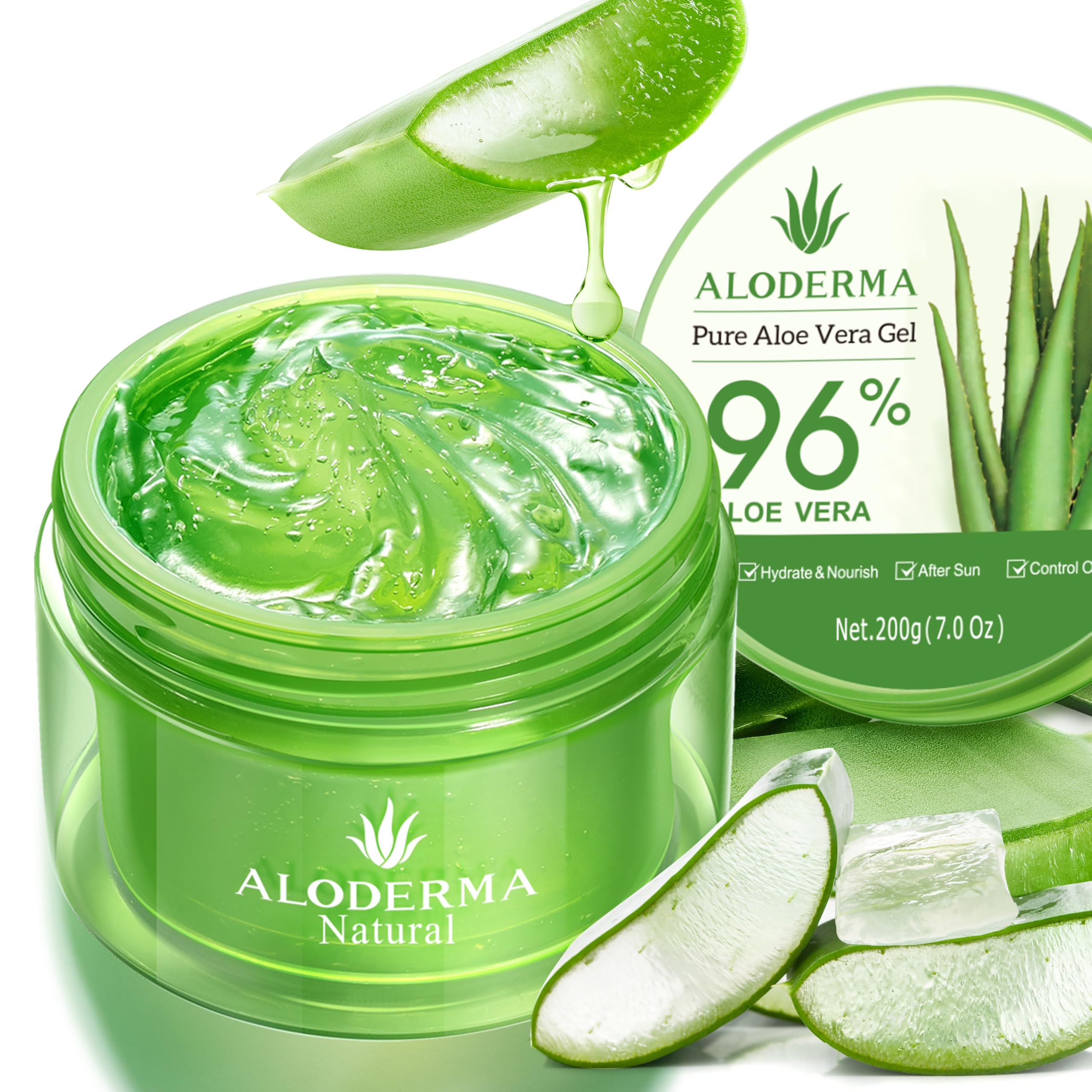 Aloderma front jar shot showing clean packaging and benefit