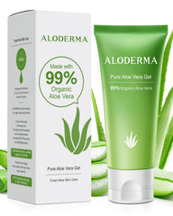 Aloderma tube front view showing organic aloe benefits