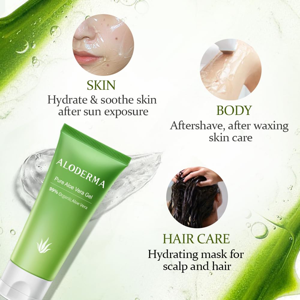 Aloderma gel texture close-up highlighting lightweight hydration