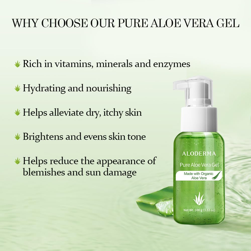 Aloderma gel texture close-up highlighting smooth, cooling consistency for quick absorption