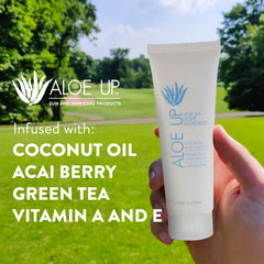 ALOE UP in beach setting illustrating post-sun soothing and refreshing benefit