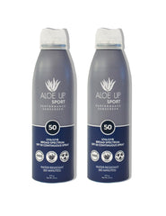 ALOE UP front packaging showing SPF 50 and spray benefits