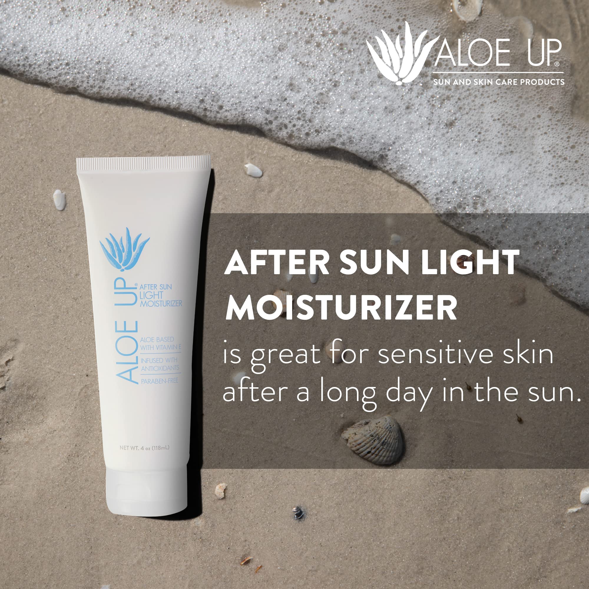 ALOE UP applied in hand showing lightweight finish and comfortable feel on skin