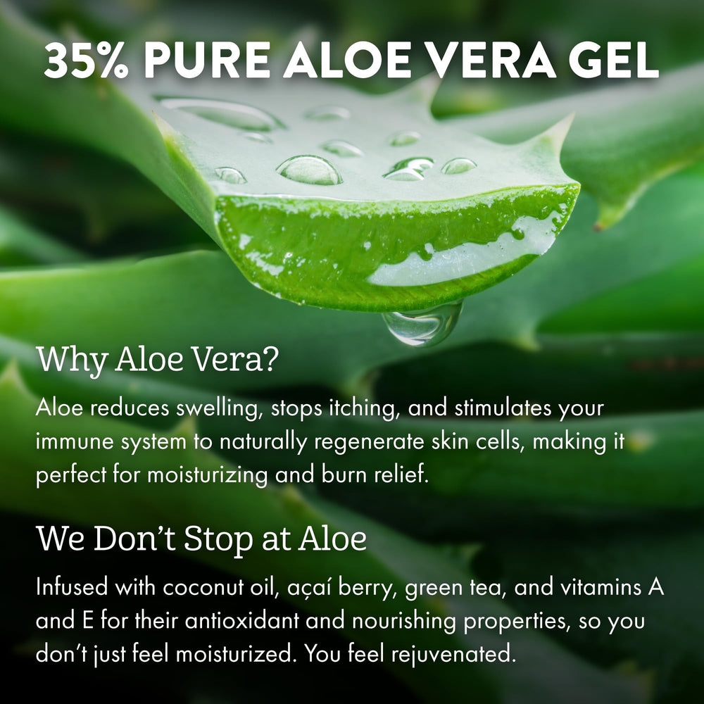 ALOE UP pump dispensing lotion onto skin demonstrating fast, no-mess application