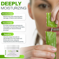 AloeMoist cream on hand demonstrating smooth application and hydration