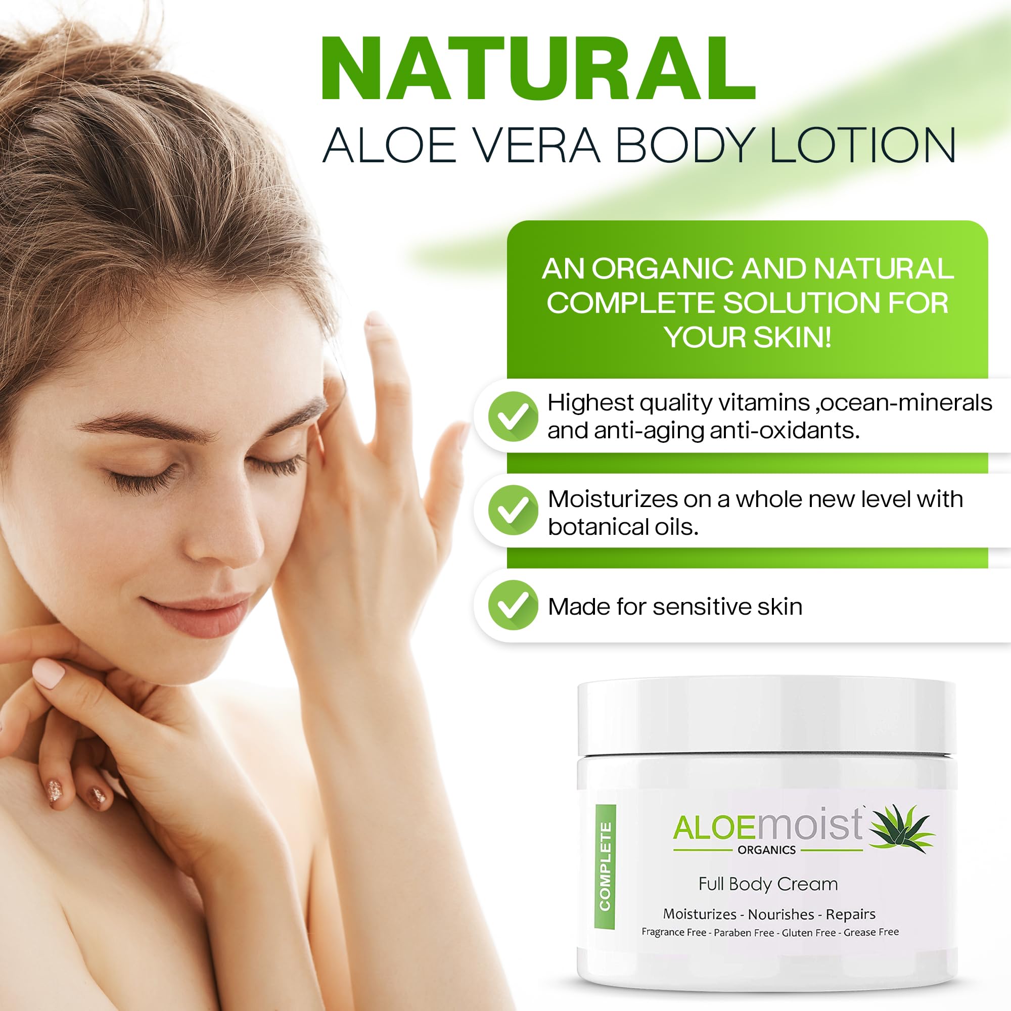 AloeMoist label close-up showing organic ingredients and safety benefits