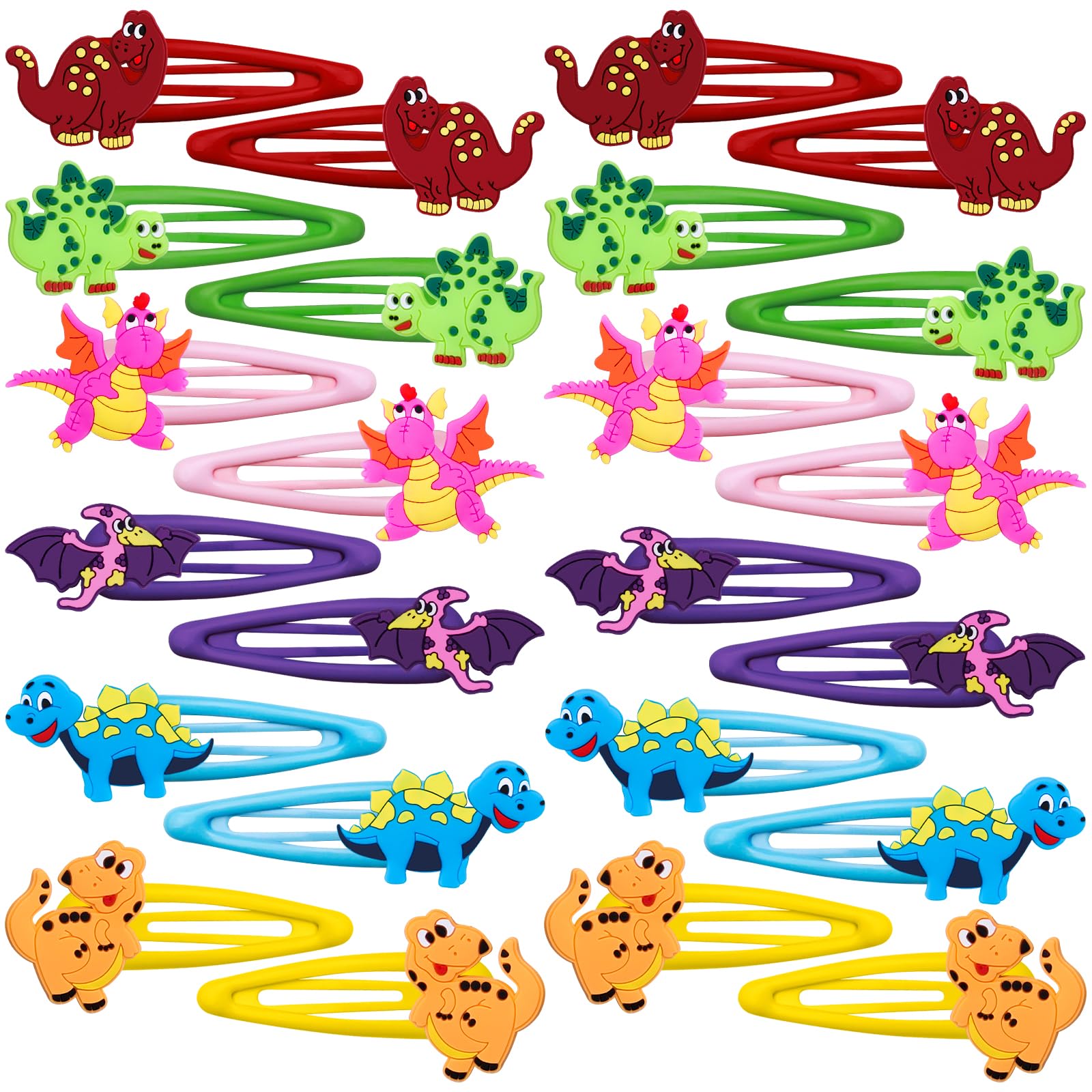Alomois dinosaur hair clips pack showing variety and party-ready convenience