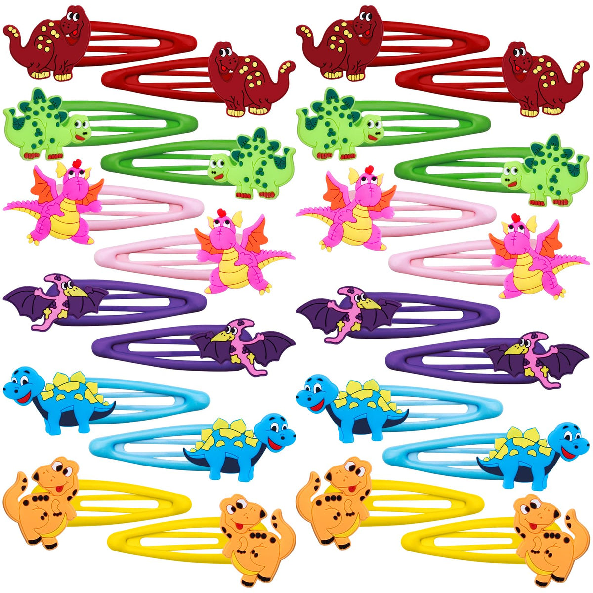 Alomois dinosaur hair clips pack showing variety and party-ready convenience