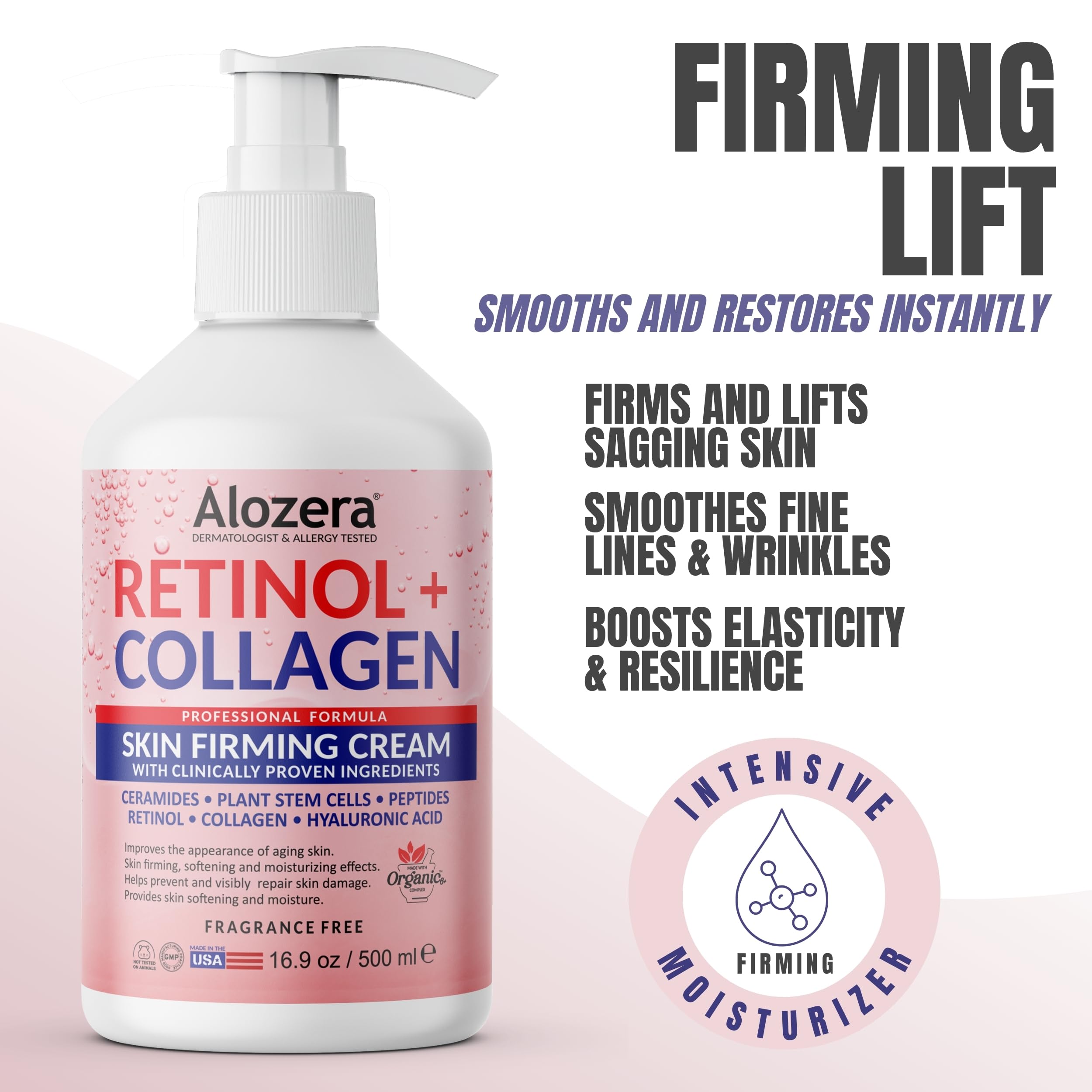 Alozera lotion applied on forearm demonstrating smoother skin benefit