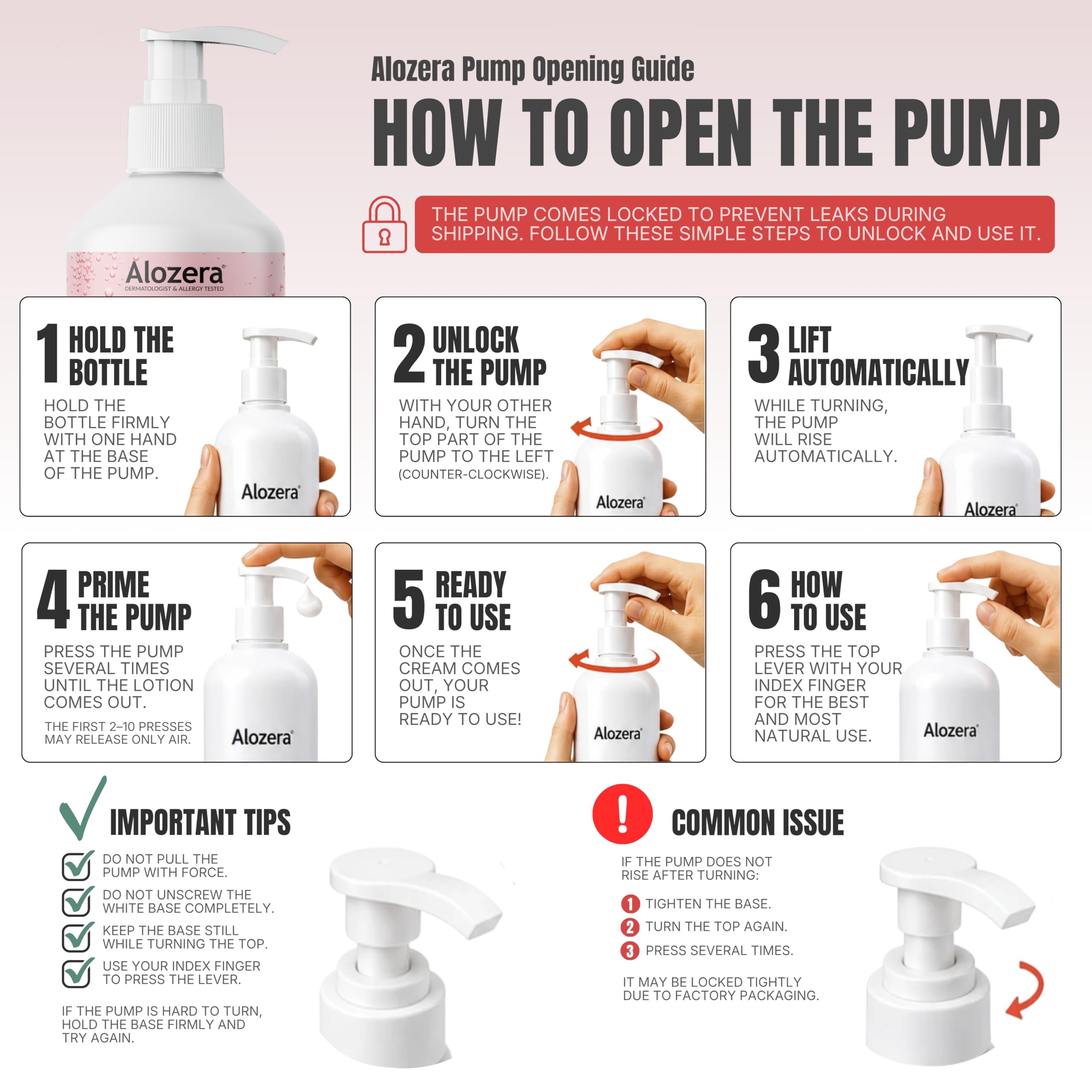 Alozera open cap pour detail showing easy-dispense practicality benefit