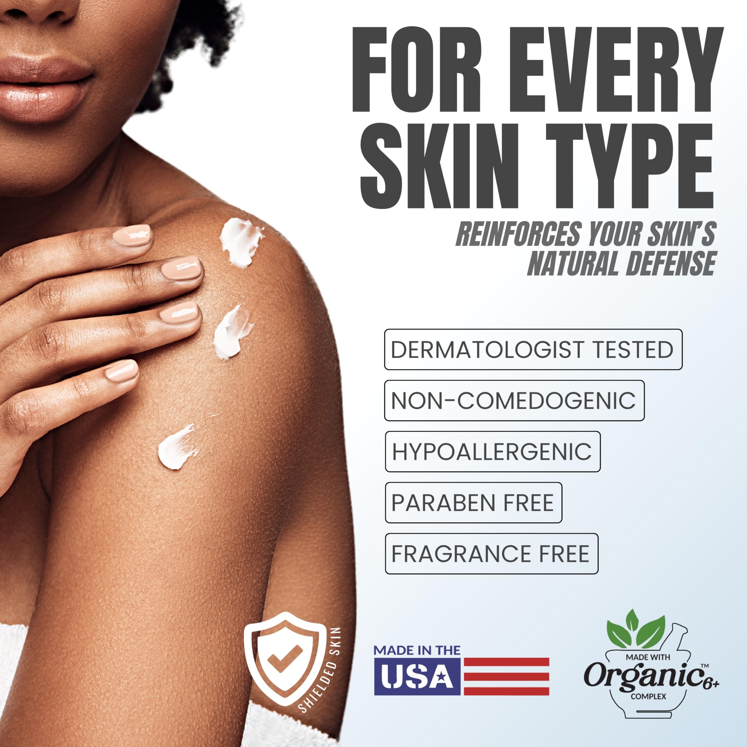 Applying Alozera on forearm to show visible smoothing and immediate moisture