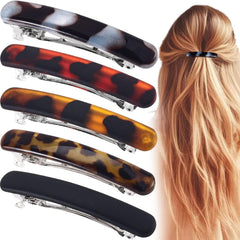 Alpinleux front view showing five mixed-style barrettes, neat everyday accessorizing