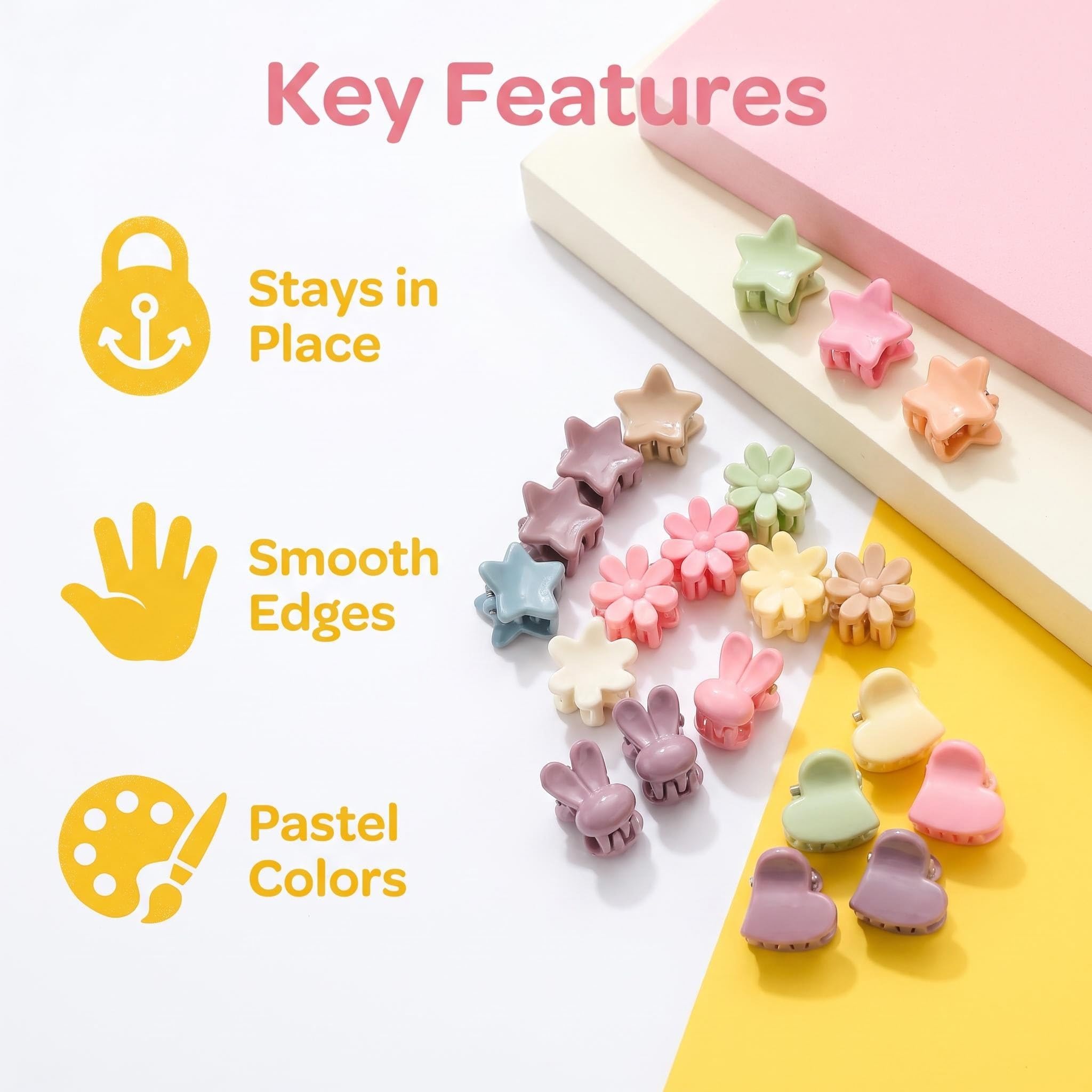 ALTALIVA close-up of pastel flower clips showing smooth edges and gentle hold