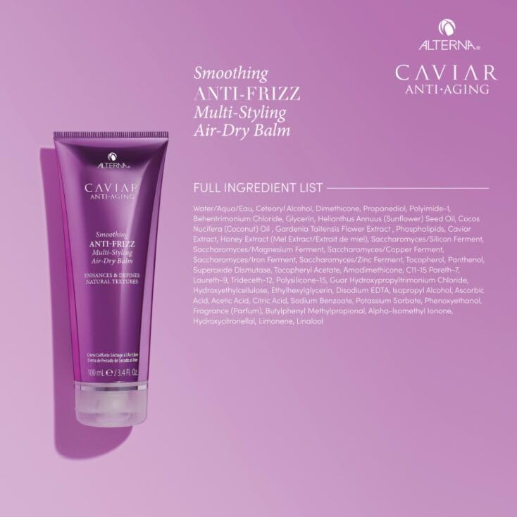 Alterna caviar being applied to damp hair demonstrating frizz control and styling benefit