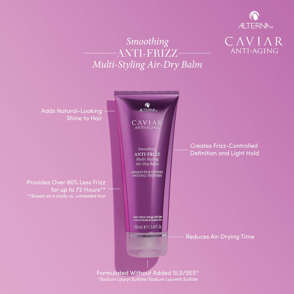 Alterna caviar balm texture closeup showing cream-to-oil finish for smooth application