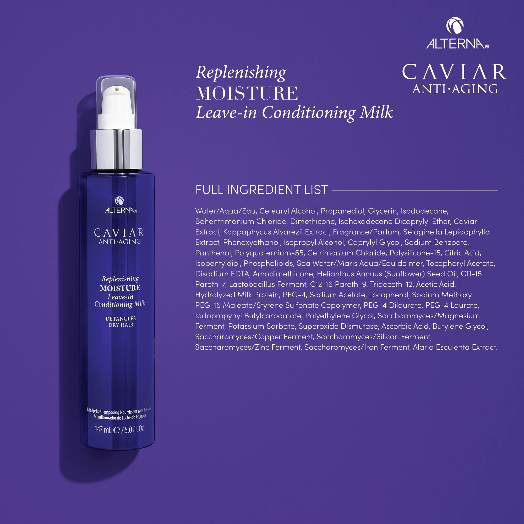 Alterna label close-up displaying ingredients and Seasilk benefit for smoother hair