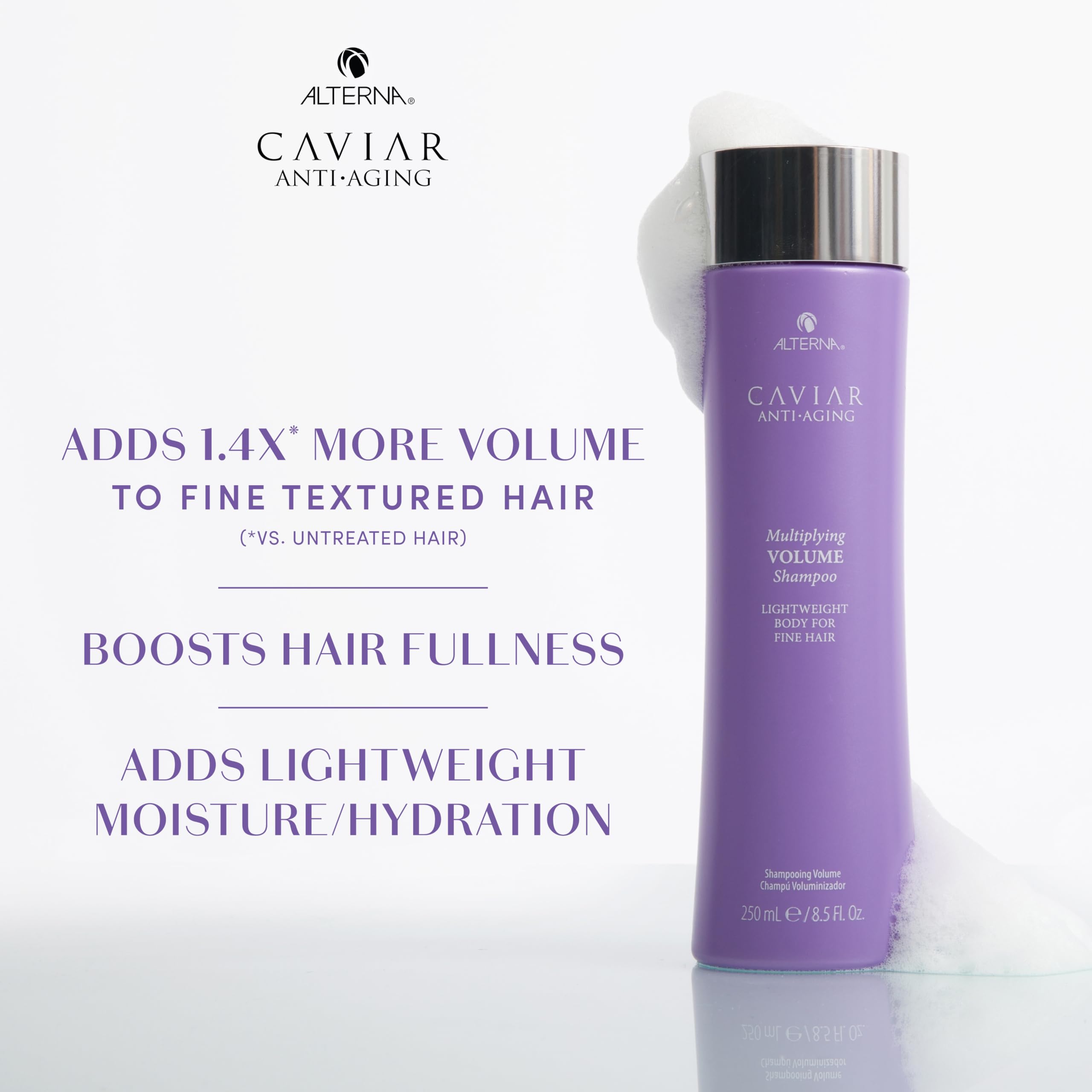 Alterna shampoo in hand showing amount to use for root-to-tip coverage