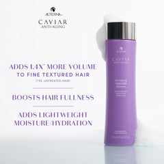Alterna shampoo in hand showing amount to use for root-to-tip coverage